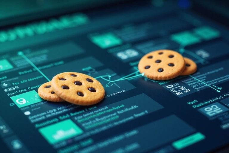 Illustration of digital cookies and data flow